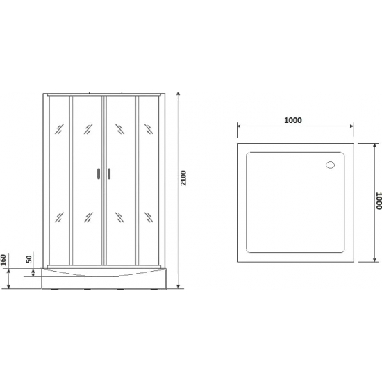 Душевая кабина NIAGARA Premium NG-6902-01Q BLACK 100x100x210 чёрная, с низким поддоном