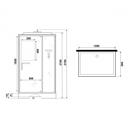 Душевая кабина NIAGARA Standart ST120/90/15Q 120x90x215 с низким поддоном