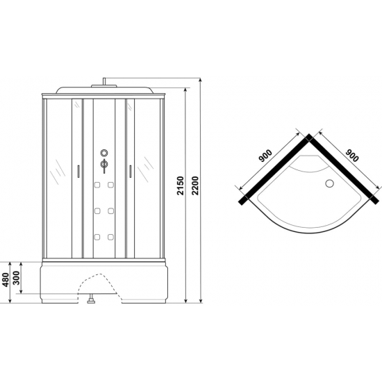 Душевая кабина NIAGARA Ultra NG-308-01 90х90, с высоким поддоном