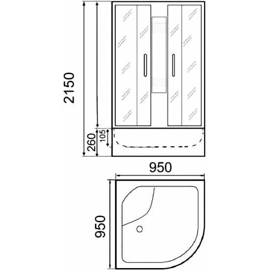 Душевая кабина PARLY Bianco BMM95 95x95x215 с низким поддоном, монтаж без силикона