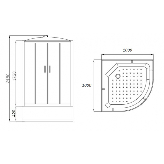 Душевая кабина PARLY Bianco Эконом EB102 100x100x215 с высоким поддоном, с сиденьем