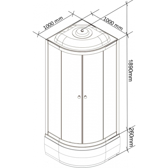 Душевая кабина PARLY Classic CM101 100x100x215 со средним поддоном, монтаж без силикона