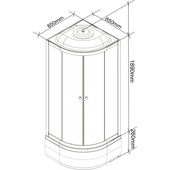 Душевая кабина PARLY Classic CM86 85x85x215 со средним поддоном, монтаж без силикона