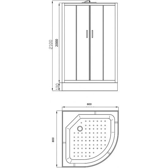 Душевая кабина PARLY Classic Эконом EC831 80x80x210 с низким поддоном, монтаж без силикона