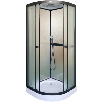 Душевая кабина PARLY Frost F811B 80x80x210 стекло рифлёное, профиль чёрный, низкий поддон