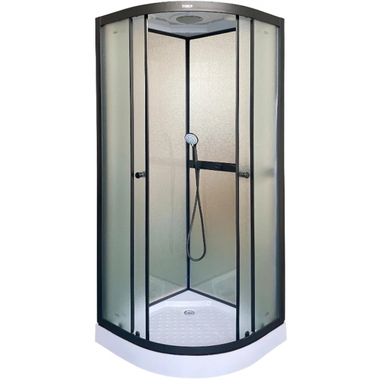 Душевая кабина PARLY Frost F811B 80x80x210 стекло рифлёное, профиль чёрный, низкий поддон