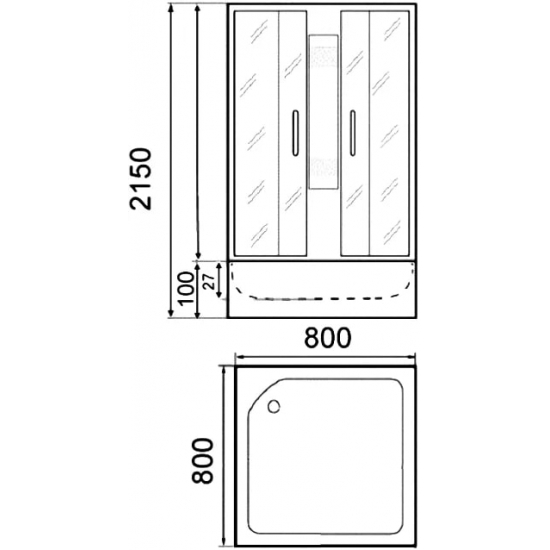 Душевая кабина PARLY Frost FQ811 80x80x215 стекло матовое, профиль сатин, низкий поддон