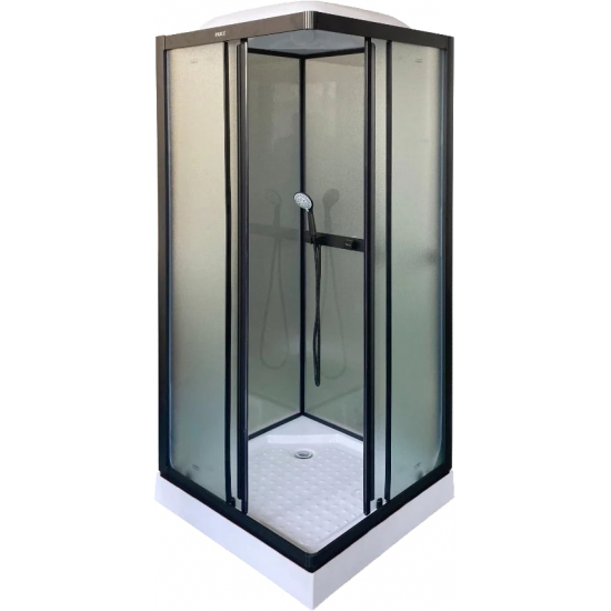 Душевая кабина PARLY Frost FQ811B 80x80x215 стекло матовое, профиль чёрный, низкий поддон