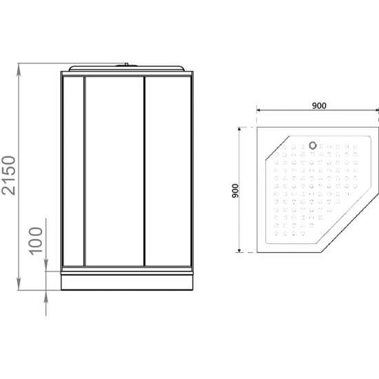 Душевая кабина PARLY Penta P91B 90х90x215 с низким поддоном, стекло прозрачное