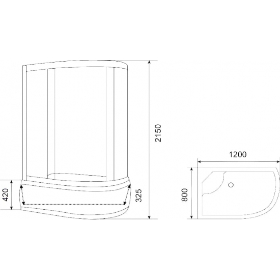 Душевая кабина PARLY Tomorrow EF1221L 120x80x215 стекло матовое, профиль белый, монтаж без силикона