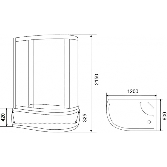 Душевая кабина PARLY Tomorrow EF1221R 120x80x215 стекло матовое, профиль белый, монтаж без силикона