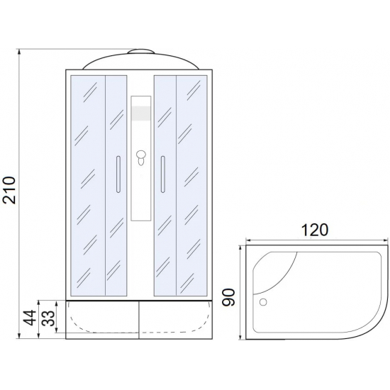 Душевая кабина RIVER Desna 120/90/44 МТ L с высоким поддоном, с сиденьем