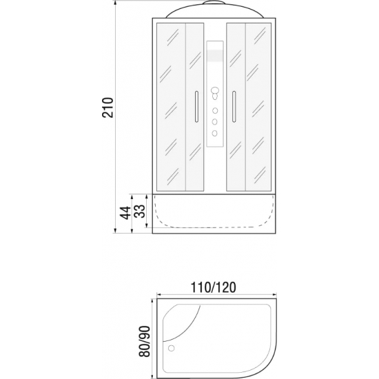 Душевая кабина RIVER Dunay 110/80/44 L MT с высоким поддоном, с сиденьем