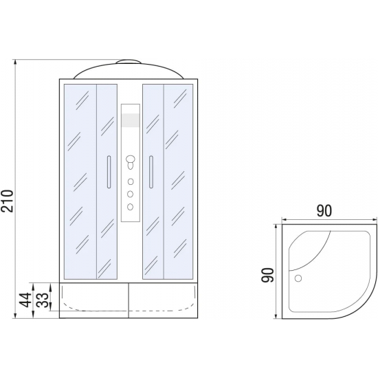 Душевая кабина RIVER Dunay 90/44 ТН с высоким поддоном, с сиденьем