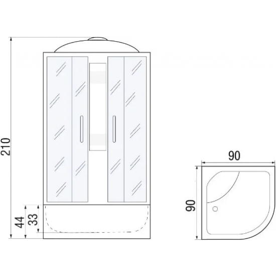 Душевая кабина RIVER Nara 90/44 МТ с высоким поддоном, с сиденьем
