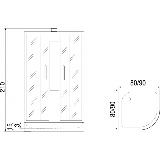 Душевая кабина RIVER Nara light  90/15 МТ без крыши