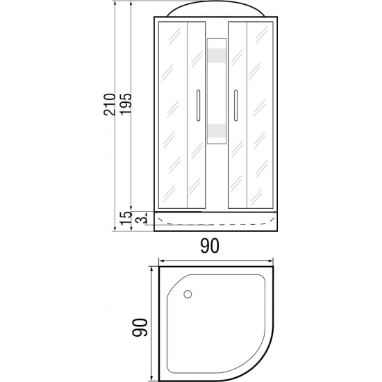 Душевая кабина RIVER Nara light  90/15 МТ