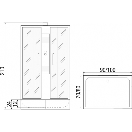 Душевая кабина RIVER Quadro 100/80/24 МТ без крыши