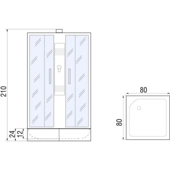 Душевая кабина RIVER Quadro 80/24 МТ без крыши