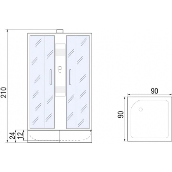 Душевая кабина RIVER Quadro 90/24 МТ без крыши