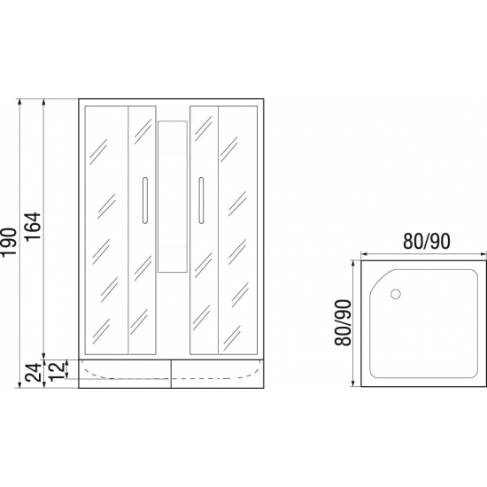 Душевая кабина RIVER Rein 90/24 МТ без крыши