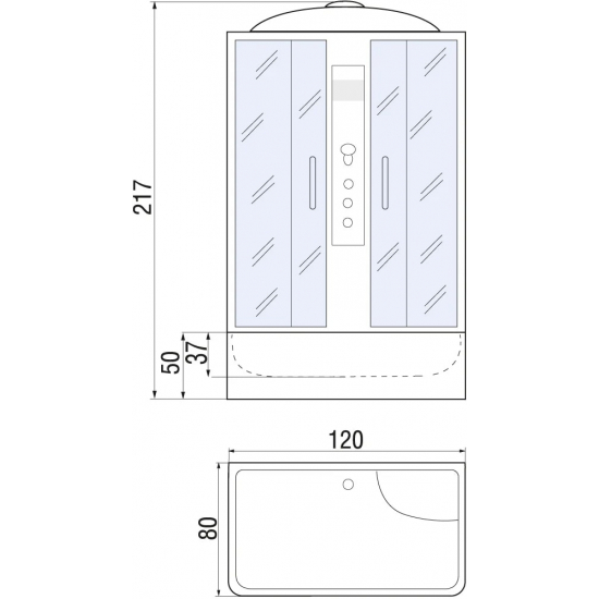 Душевая кабина RIVER Sena 120/80/50 МТ с высоким поддоном, с сиденьем