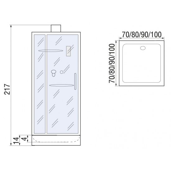 Душевая кабина RIVER Tana 70/70/14 без крыши