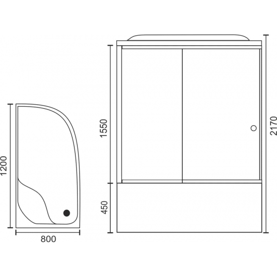 Душевая кабина ROYAL BATH RB 8120BK1-M L 120x80x217 с высоким поддоном, с сиденьем