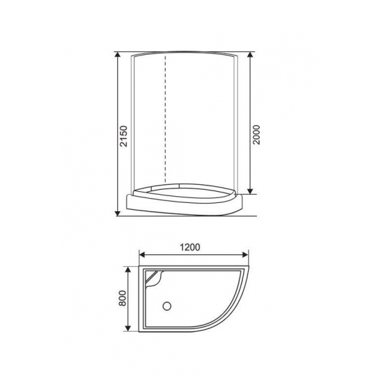 Душевая кабина СТК (рег.№468190) AQUA-0119 L 120x80x215 стекло матовое, профиль белый