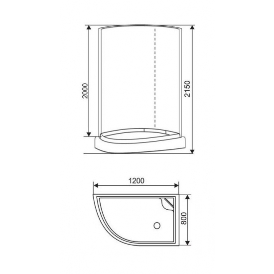 Душевая кабина СТК (рег.№468190) AQUA-0119 R 120x80x215 стекло матовое, профиль белый