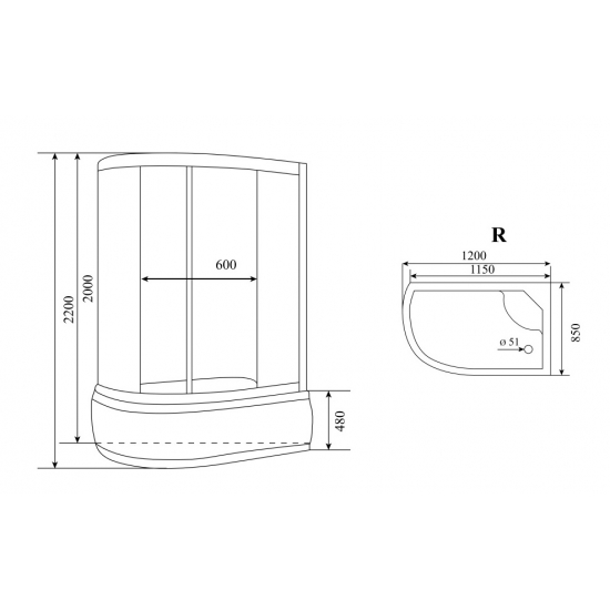 Душевая кабина TIMO Comfort T-8820 R 120x85x220  Clean Glass с высоким поддоном, с сиденьем