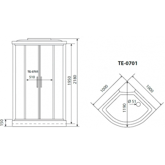 Душевая кабина TIMO Eco TE-0701 P 100x100x218