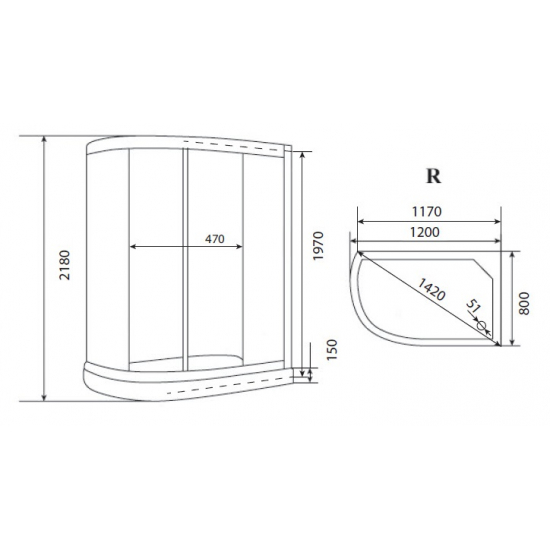 Душевая кабина TIMO Eco TE-0702 P R 120x80x218 
