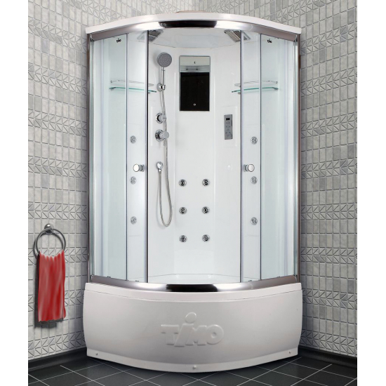 Душевая кабина TIMO Lux T-7790 90x90x220 с высоким поддоном, с сиденьем