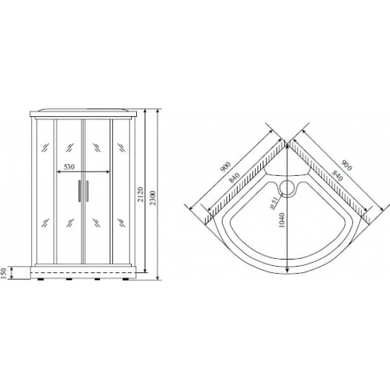 Душевая кабина TIMO Lux TL-1502 90x90x230 с сиденьем