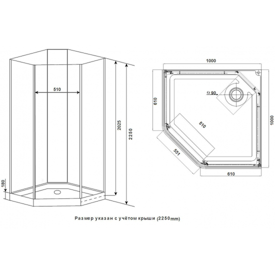 Душевая кабина TIMO Premium ILMA 701 100x100x225 без крыши