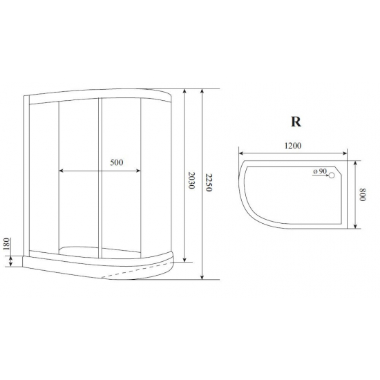 Душевая кабина TIMO Premium ILMA 902 R Black 120x80x222