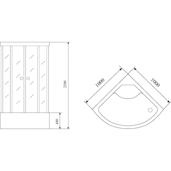 Душевая кабина TIMO Standart T-1100 100x100x220 с высоким поддоном, с сиденьем