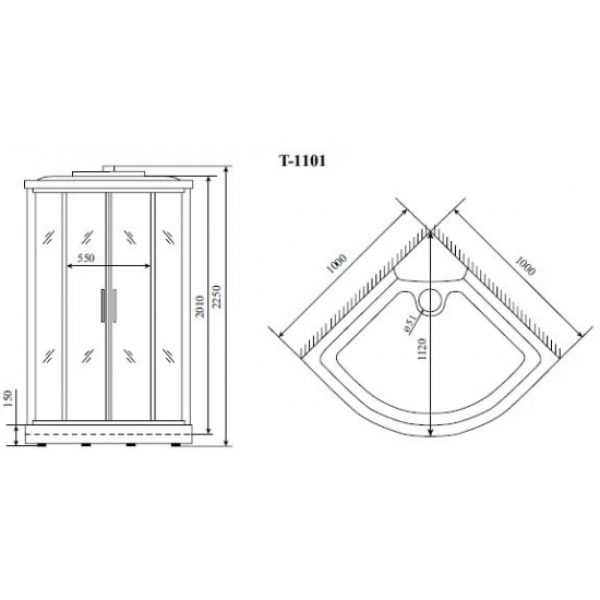 Душевая кабина TIMO Standart T-1101 P 100x100x220