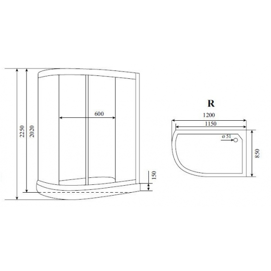 Душевая кабина TIMO Standart T-1102 P R 120x85x220 