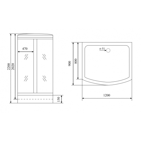 Душевая кабина TIMO Standart T-1115 120x90x220 с сиденьем