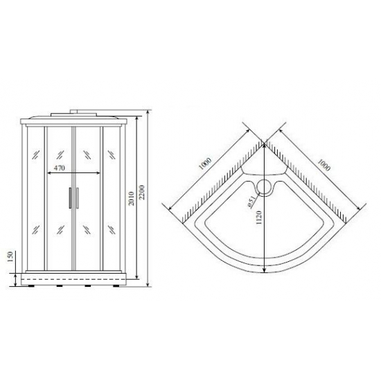 Душевая кабина TIMO Standart T-6601 100x100x220 Silver