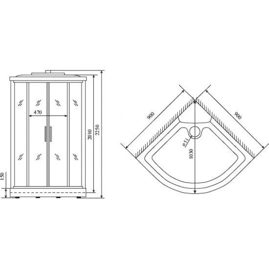 Душевая кабина TIMO Standart T-6609 90x90x220 Silver профиль серебристый матовый