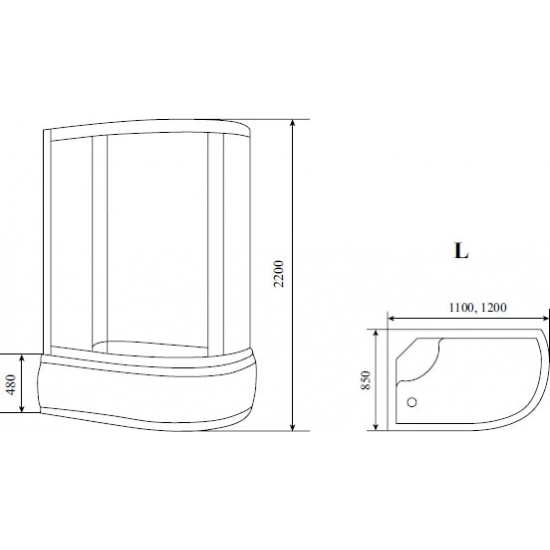 Душевая кабина TIMO Standart T-6620 L 120x85x220 Silver  профиль серебро матовый, с высоким поддоном
