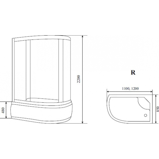 Душевая кабина TIMO Standart T-6620 R 120x85x220 Black  профиль чёрный, с высоким поддоном