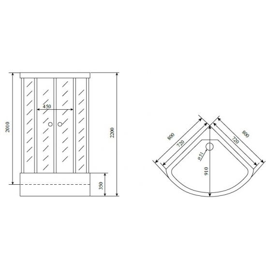 Душевая кабина TIMO Standart T-6680 80x80x220 Silver профиль серебристый матовый