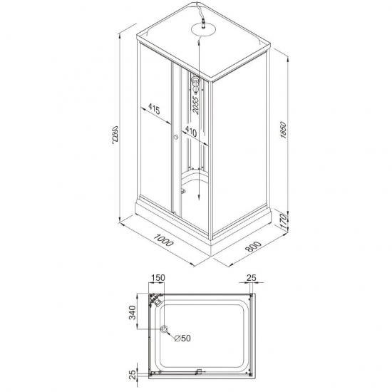 Душевая кабина ТРИТОН Квадро 100х80x228