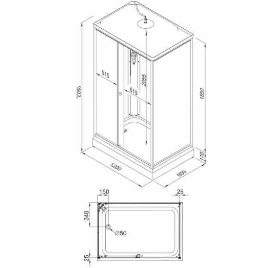 Душевая кабина ТРИТОН Квадро 120х80x228