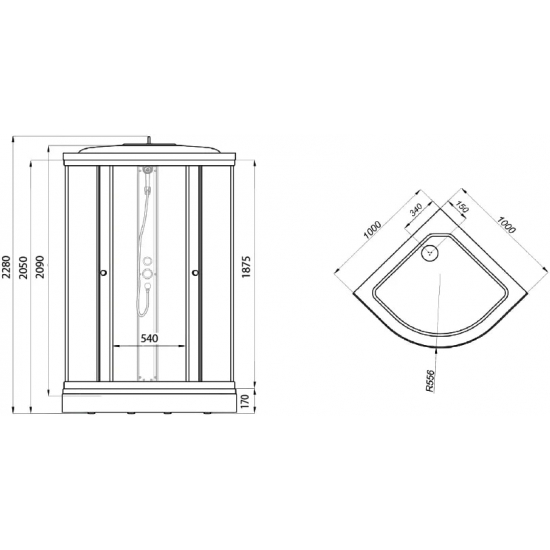 Душевая кабина ТРИТОН Лайт А ДН4 100х100x228