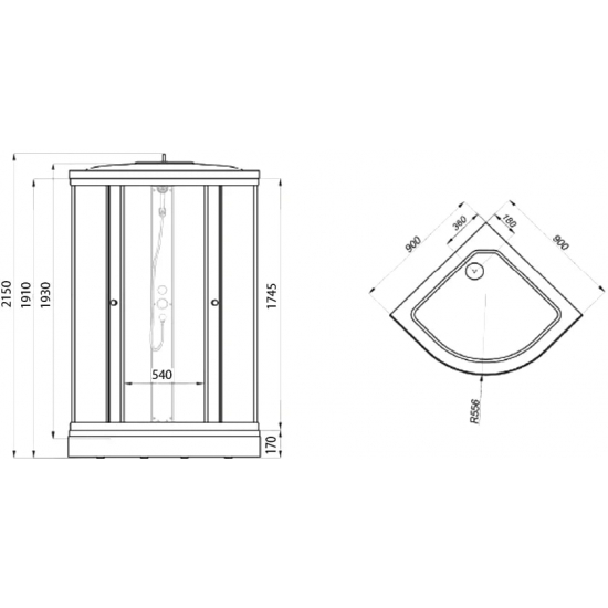 Душевая кабина ТРИТОН Лайт А ДН4 90х90x215